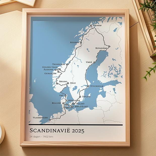 Persoonlijke reisposter van een bijzondere route