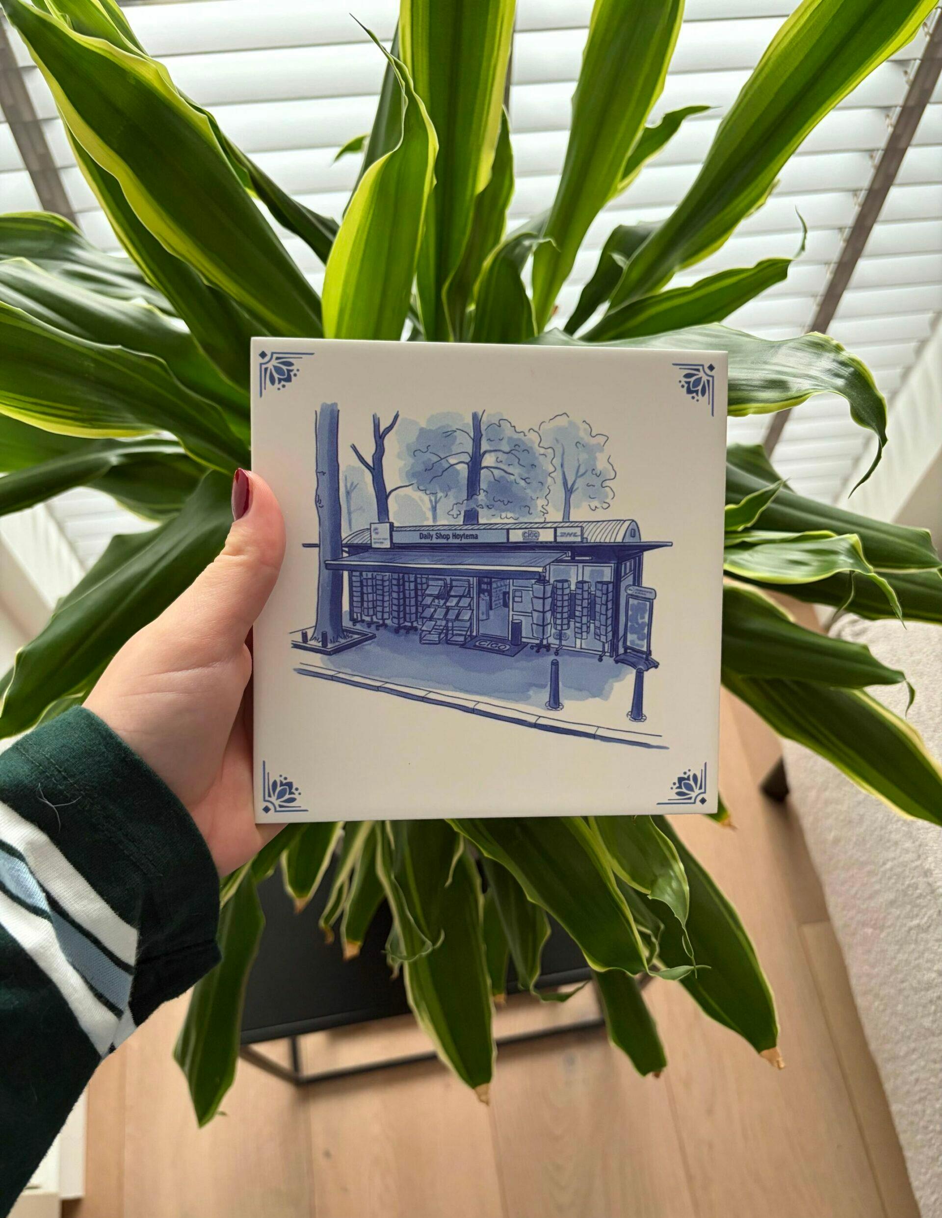 Delfts blauw tegeltje met foto als persoonlijk cadeau