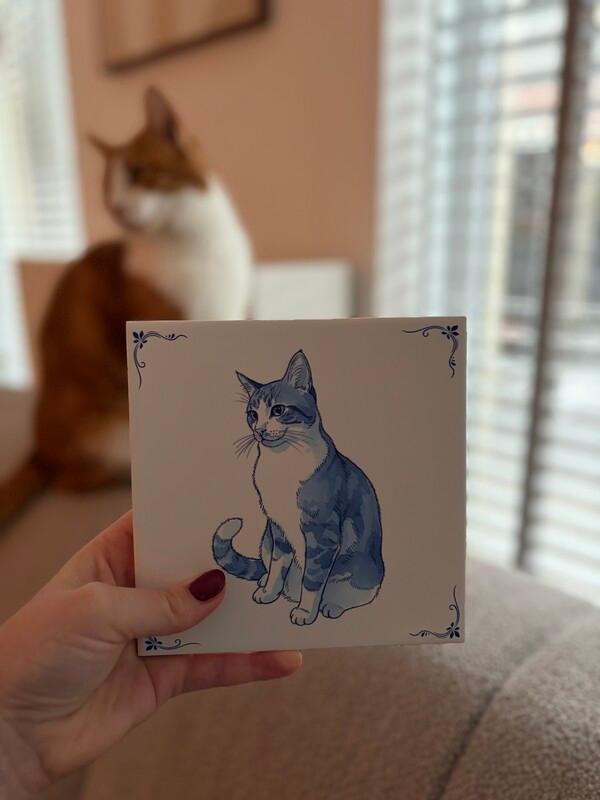 Persoonlijk Delfts blauw tegeltje met foto