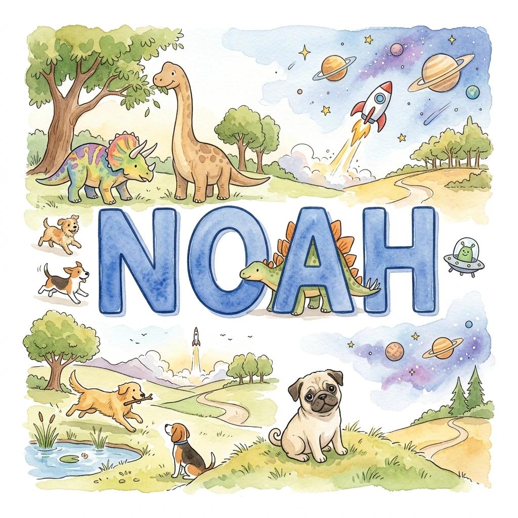 Voorbeeldnaamtegel met Noah