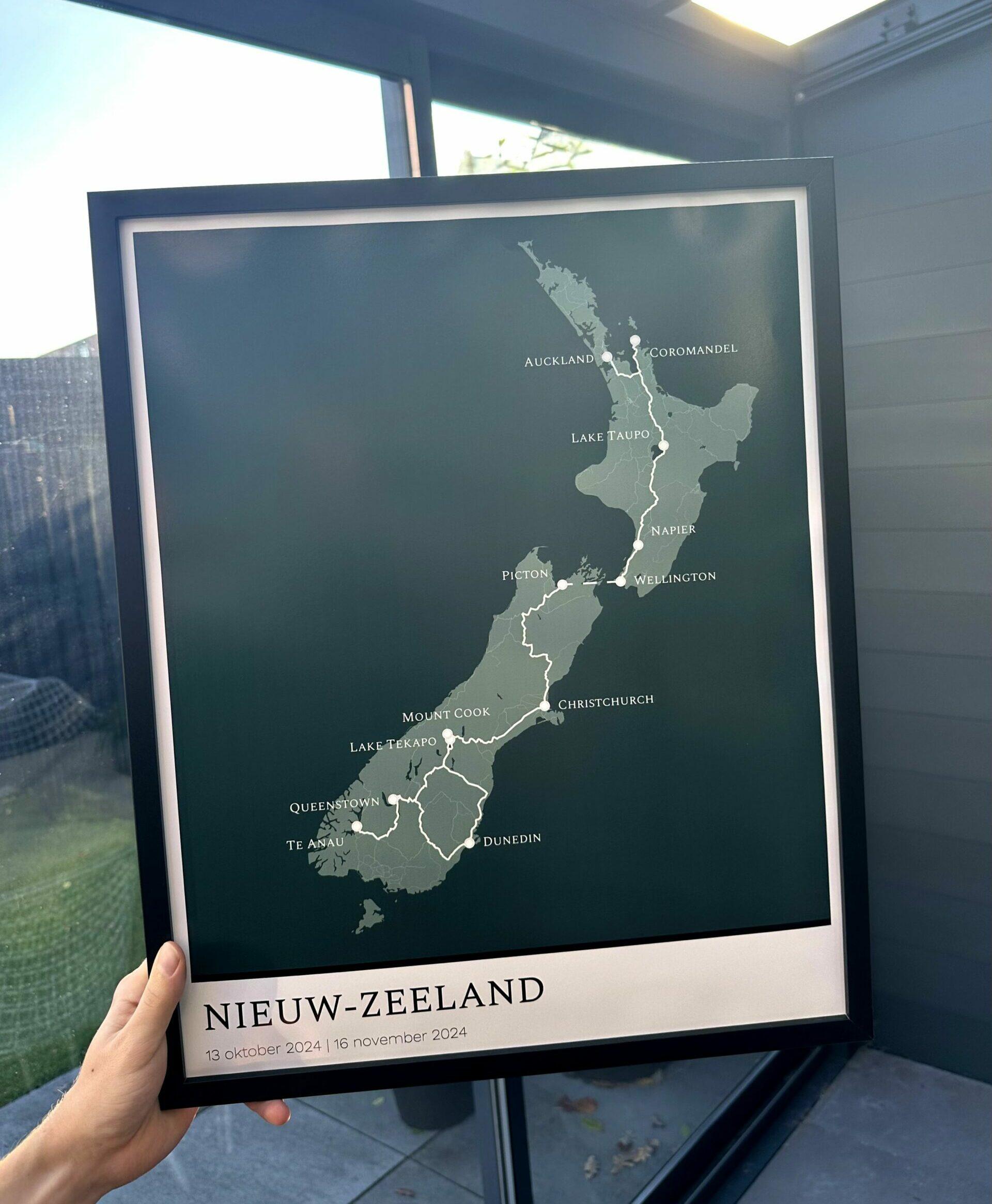 Reisposter van een persoonlijke reisroute
