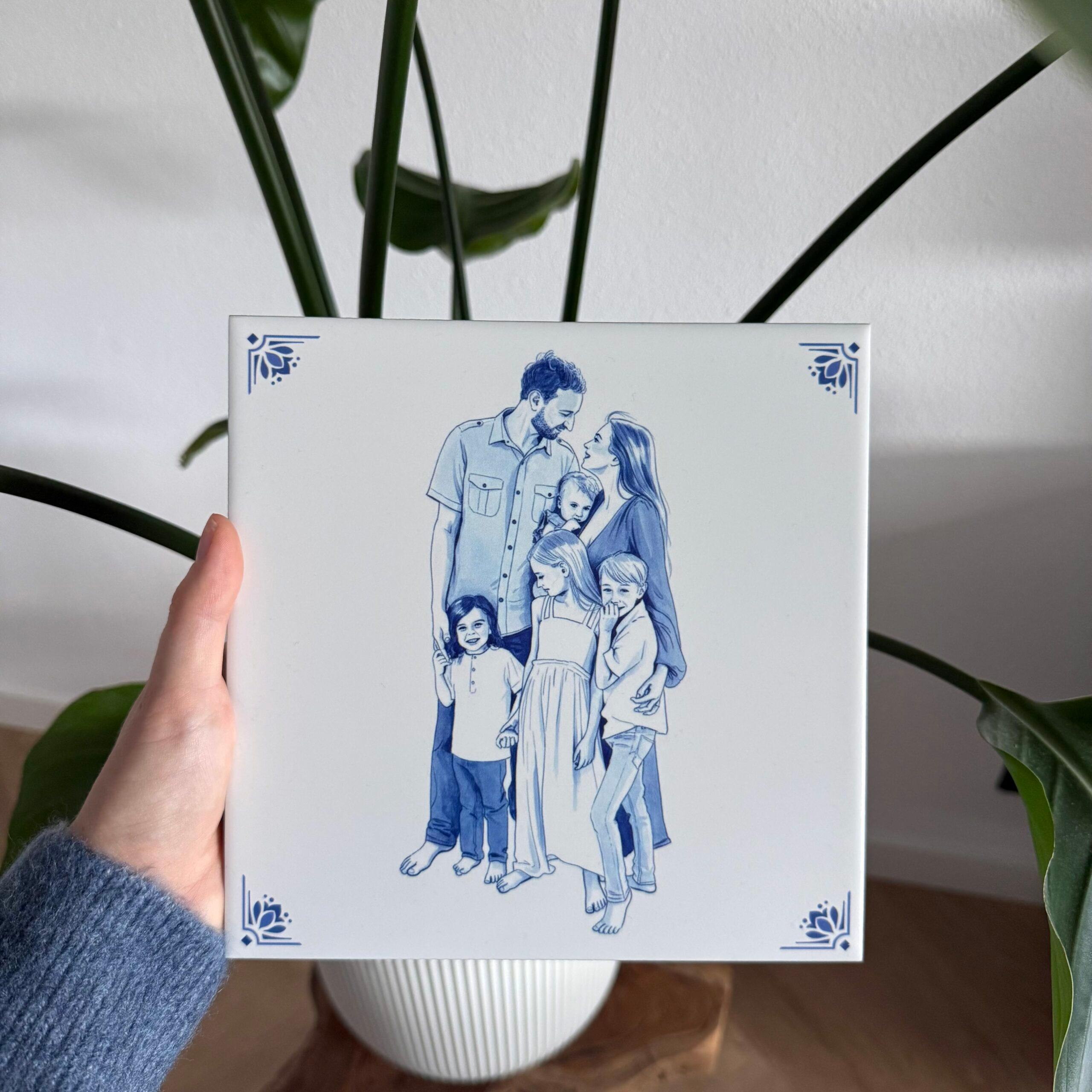 Delfts blauw tegeltje met foto maken