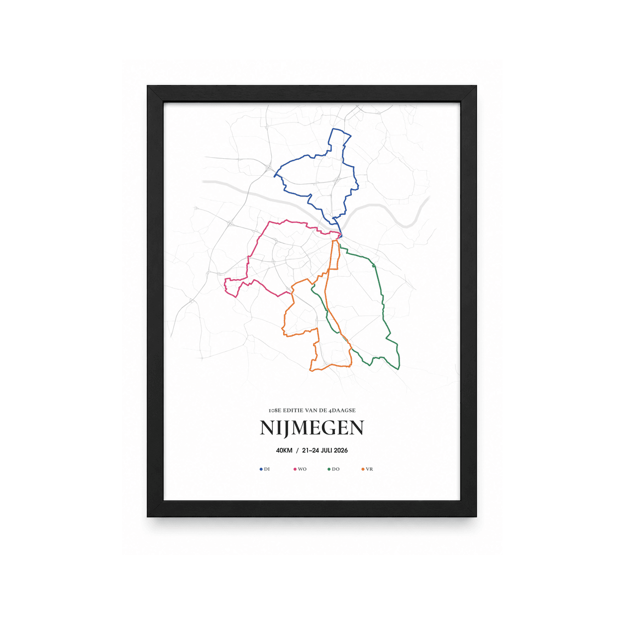 4Daagse Nijmegen poster – jouw route van 2026 – 40 km burger totaal 160 km