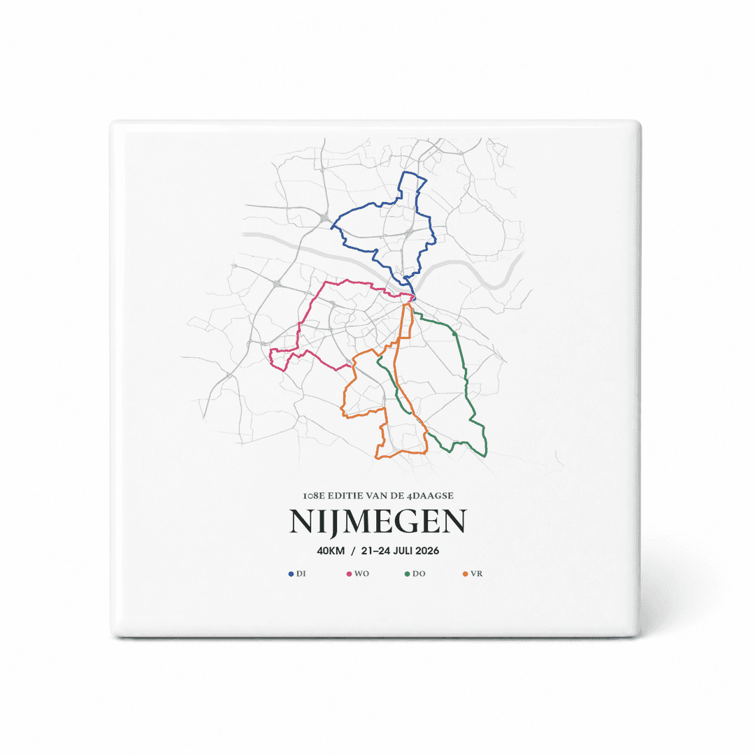 4Daagse Nijmegen tegeltje – jouw route van 2026 – 40 km burger totaal 160 km