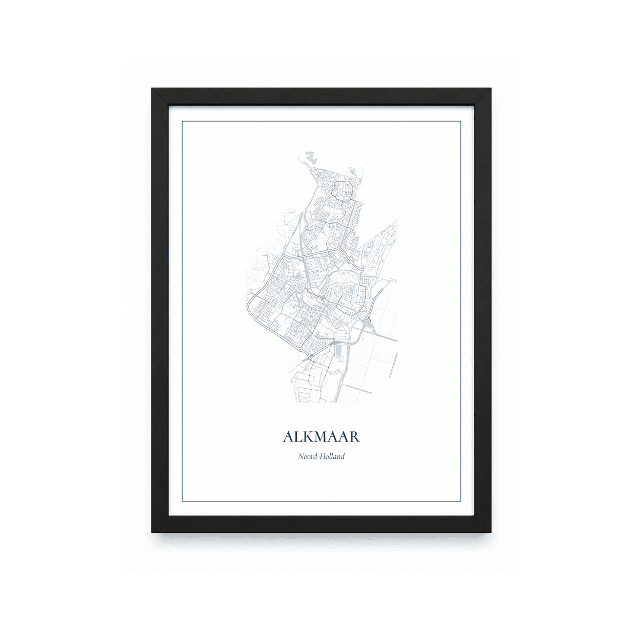 Kaartposter Alkmaar – kaartportret – Delfts blauw