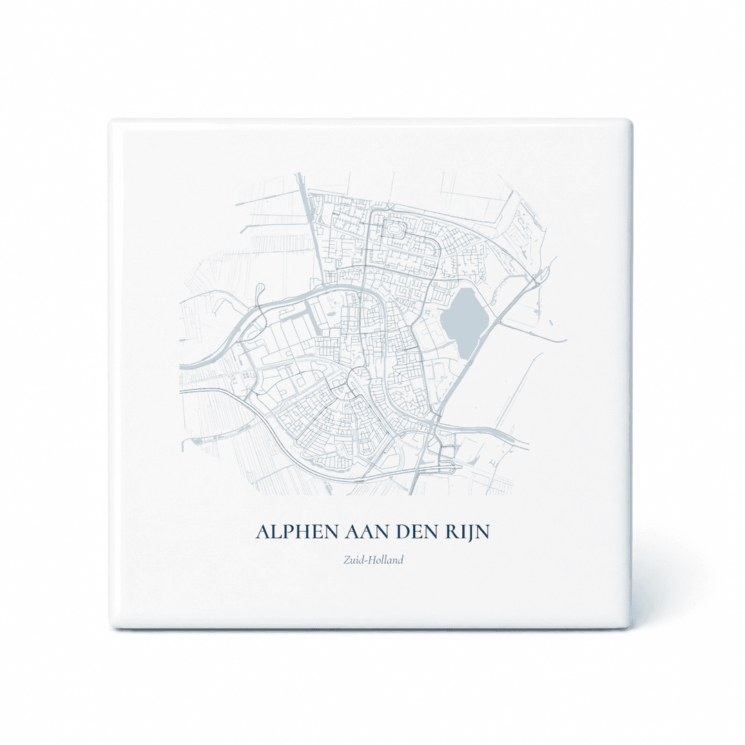 Kaarttegeltje Alphen Aan Den Rijn – kaartportret – Delfts blauw