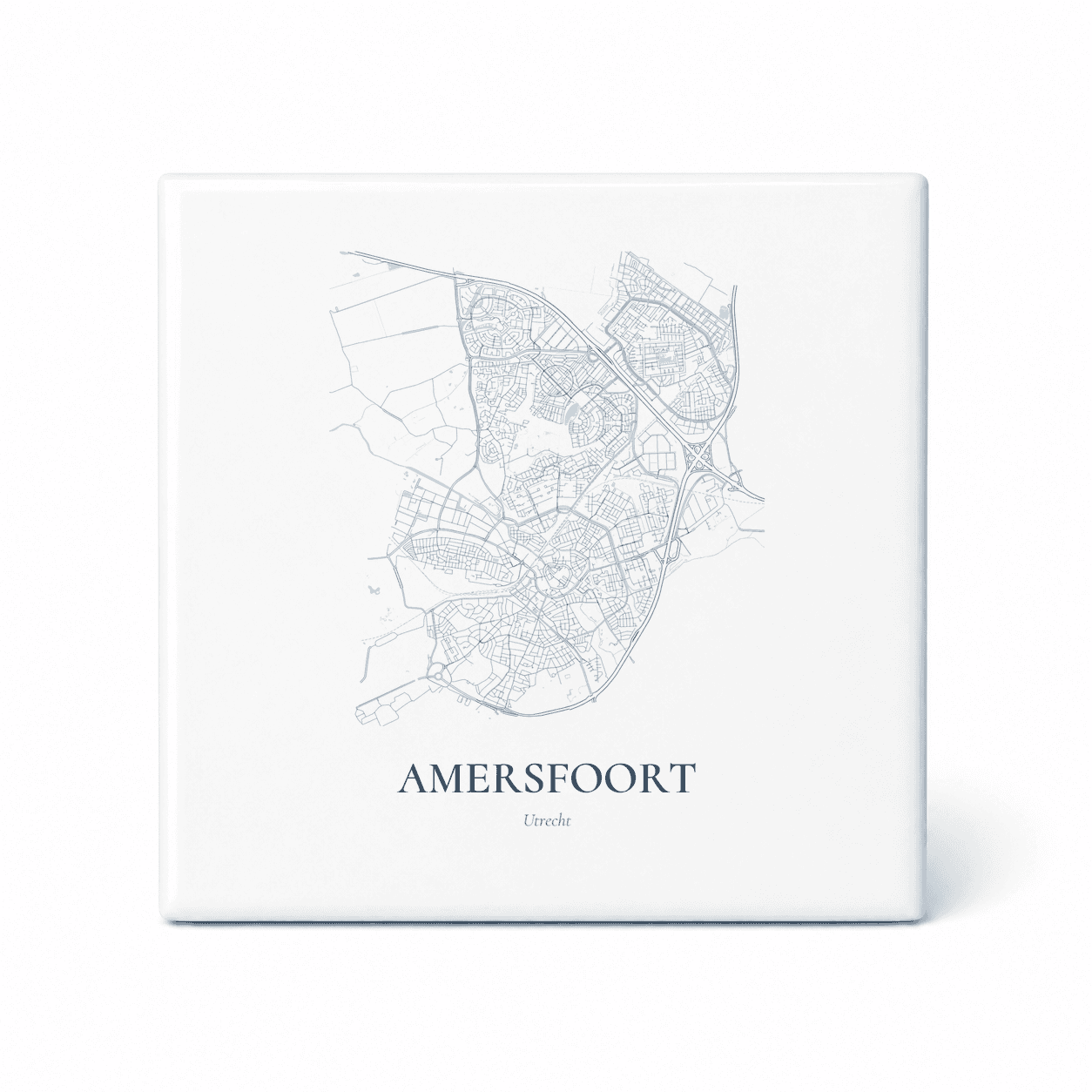Kaarttegeltje Amersfoort – kaartportret – Delfts blauw