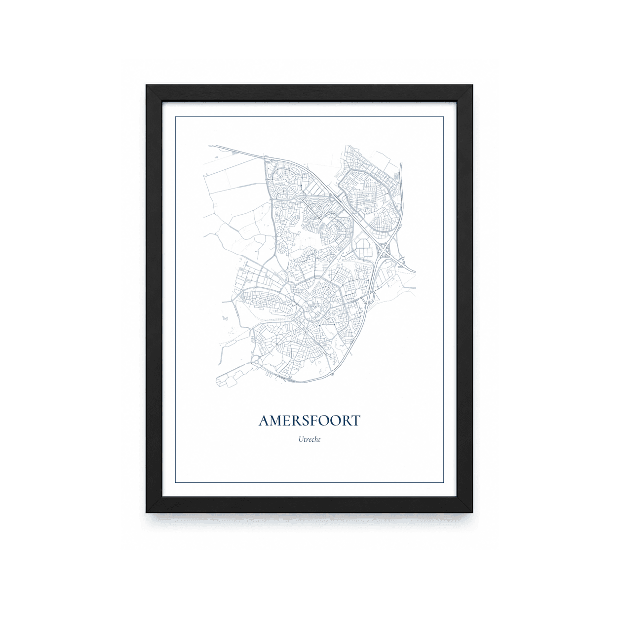 Kaartposter Amersfoort – kaartportret – Delfts blauw