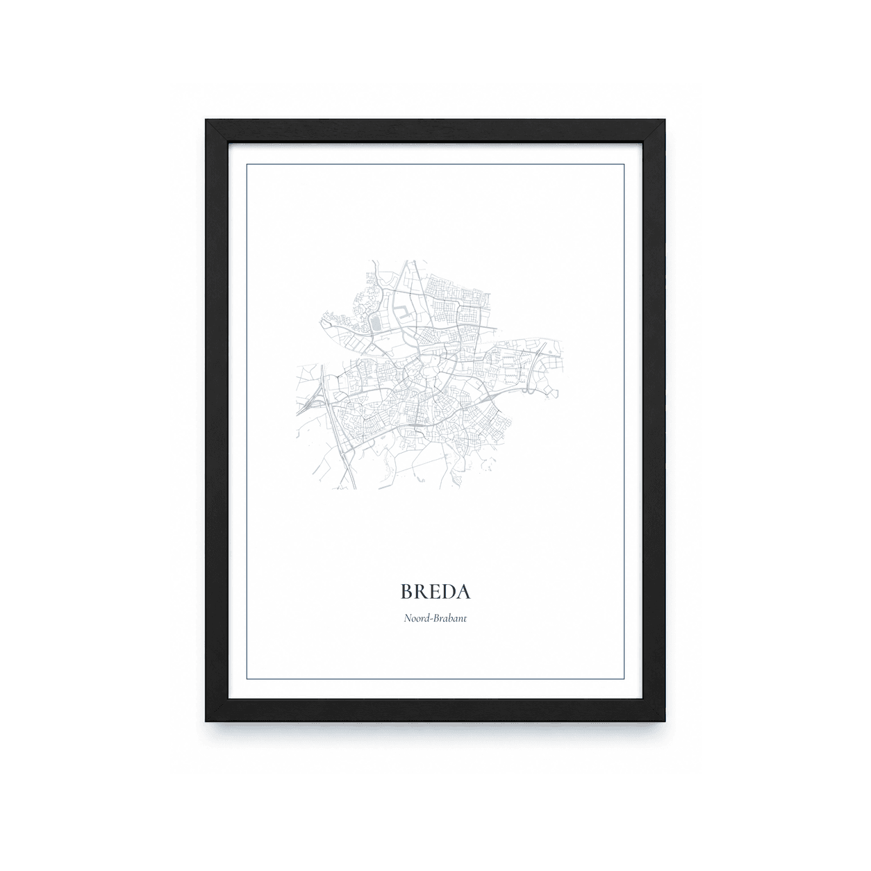 Kaartposter Breda – kaartportret – Delfts blauw