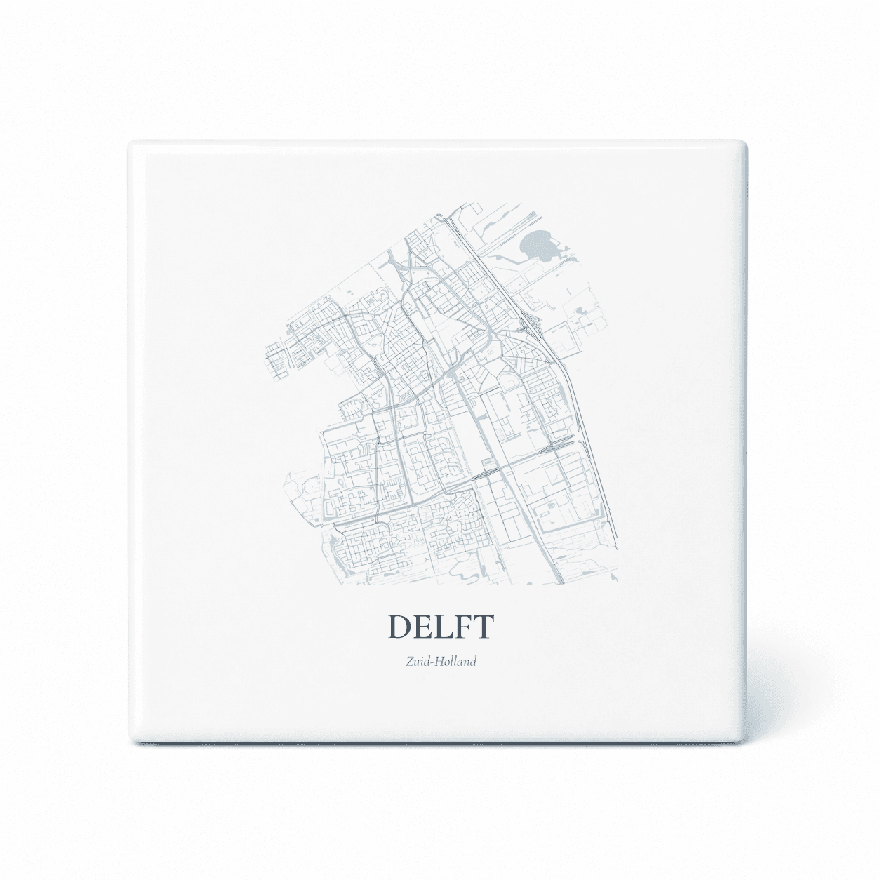 Kaarttegeltje Delft – kaartportret – Delfts blauw