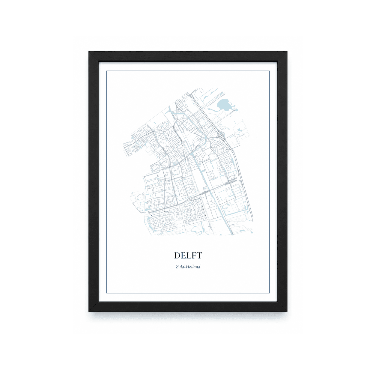 Kaartposter Delft – kaartportret – Delfts blauw