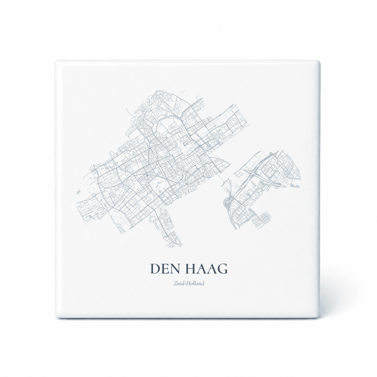 Kaarttegeltje Den Haag – kaartportret – Delfts blauw