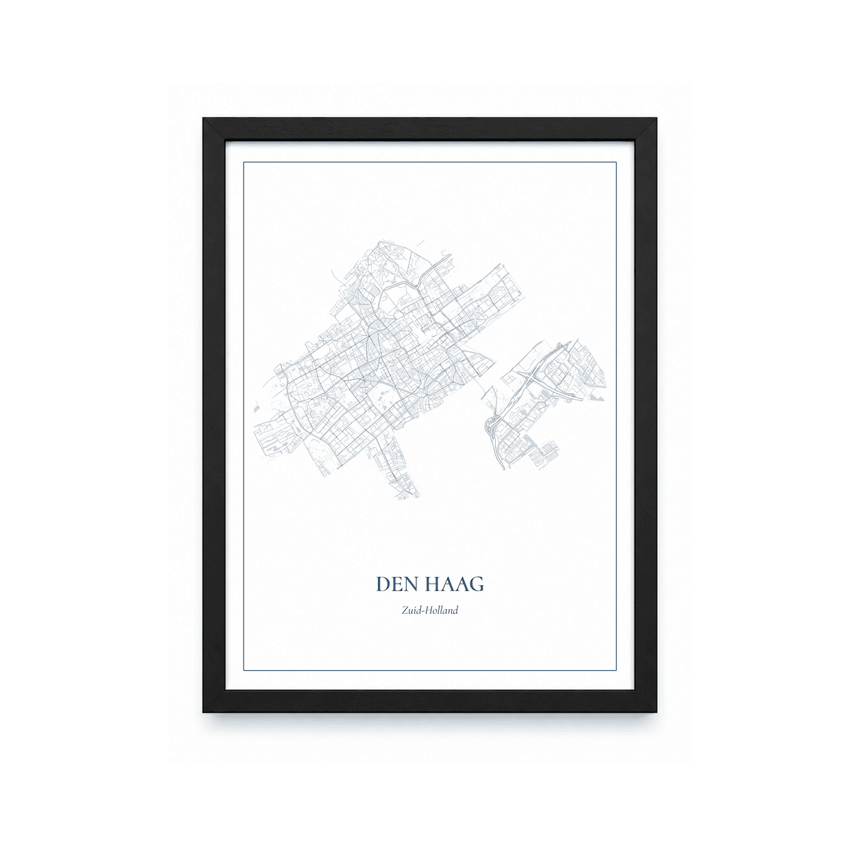 Kaartposter Den Haag – kaartportret – Delfts blauw