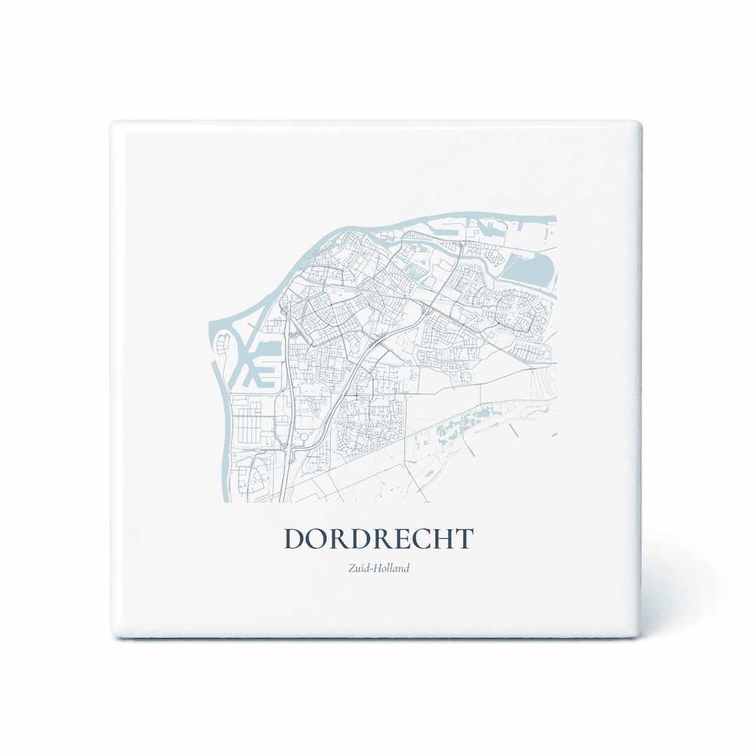Kaarttegeltje Dordrecht – kaartportret – Delfts blauw