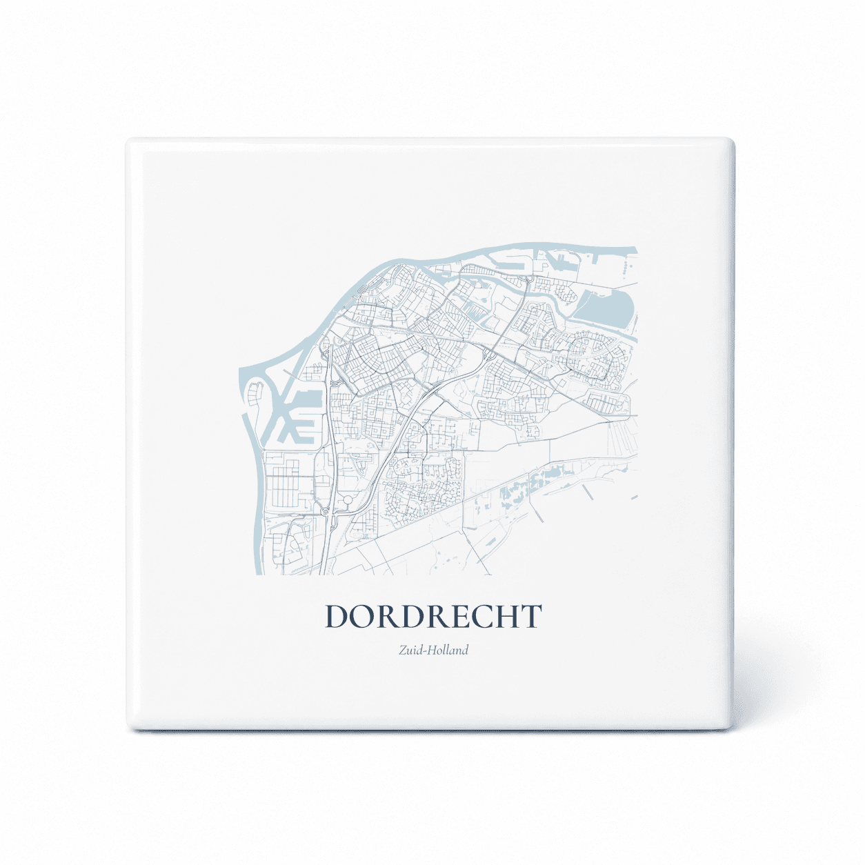 Kaarttegeltje Dordrecht – kaartportret – Delfts blauw