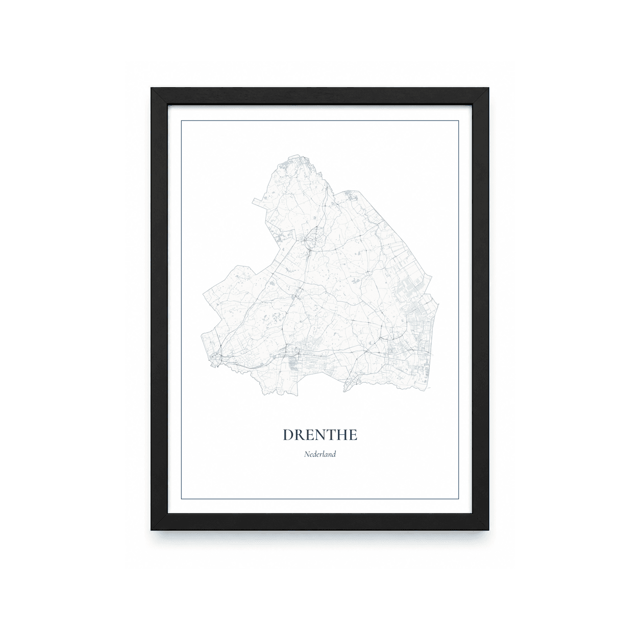 Kaartposter Drenthe – kaartportret – Delfts blauw