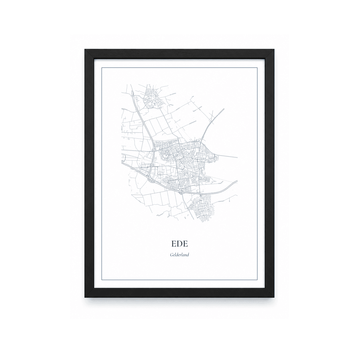 Kaartposter Ede – kaartportret – Delfts blauw
