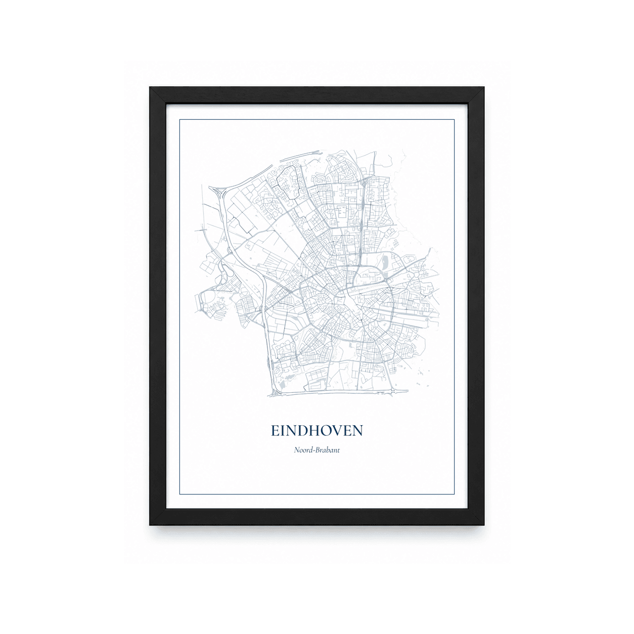 Kaartposter Eindhoven – kaartportret – Delfts blauw