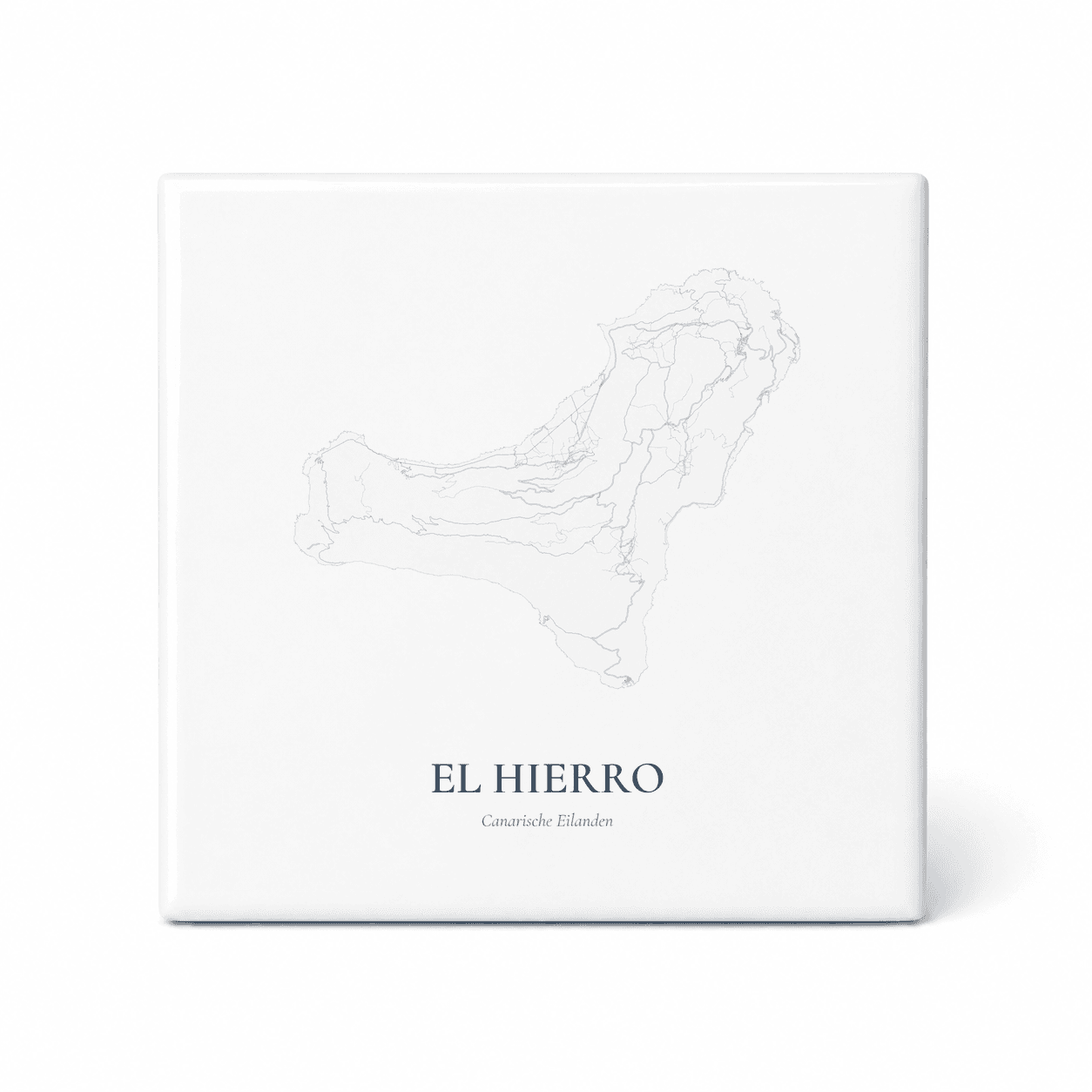 Kaarttegeltje El Hierro – kaartportret – Delfts blauw