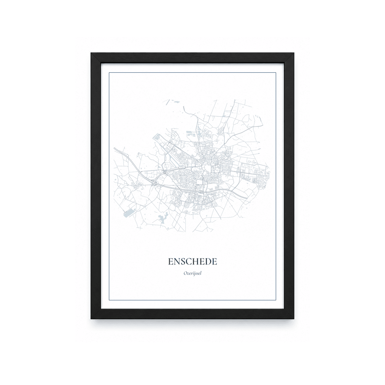 Kaartposter Enschede – kaartportret – Delfts blauw