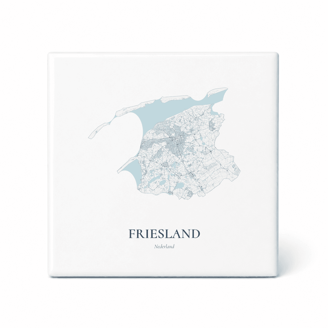 Kaarttegeltje Friesland – kaartportret – Delfts blauw