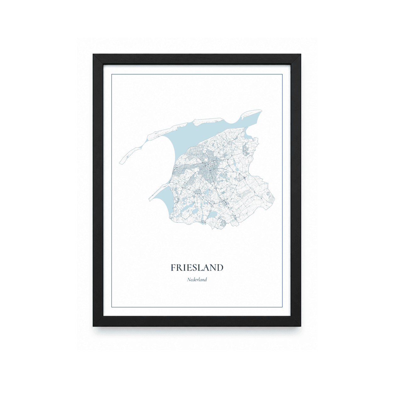 Kaartposter Friesland – kaartportret – Delfts blauw