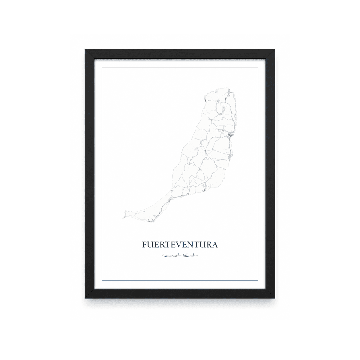 Kaartposter Fuerteventura – kaartportret – Delfts blauw