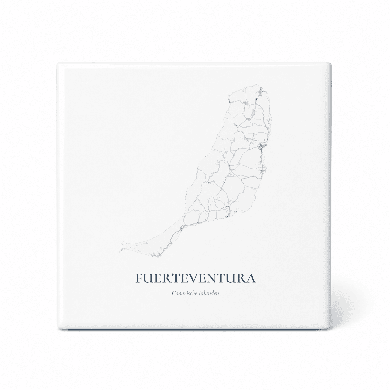 Kaarttegeltje Fuerteventura – kaartportret – Delfts blauw