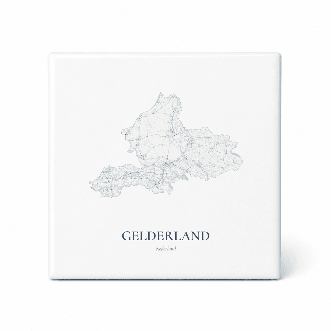Kaarttegeltje Gelderland – kaartportret – Delfts blauw