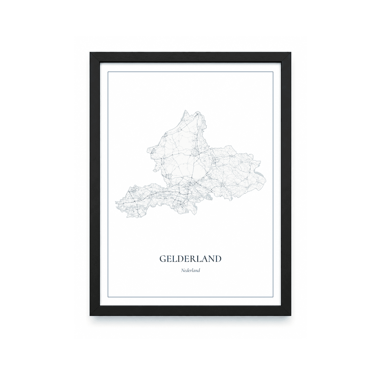 Kaartposter Gelderland – kaartportret – Delfts blauw