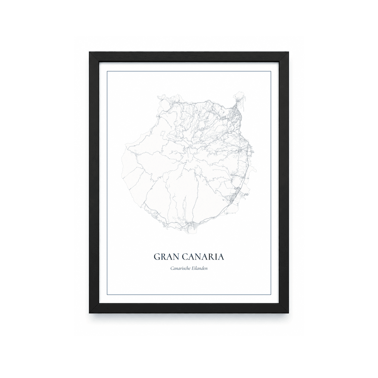 Kaartposter Gran Canaria – kaartportret – Delfts blauw