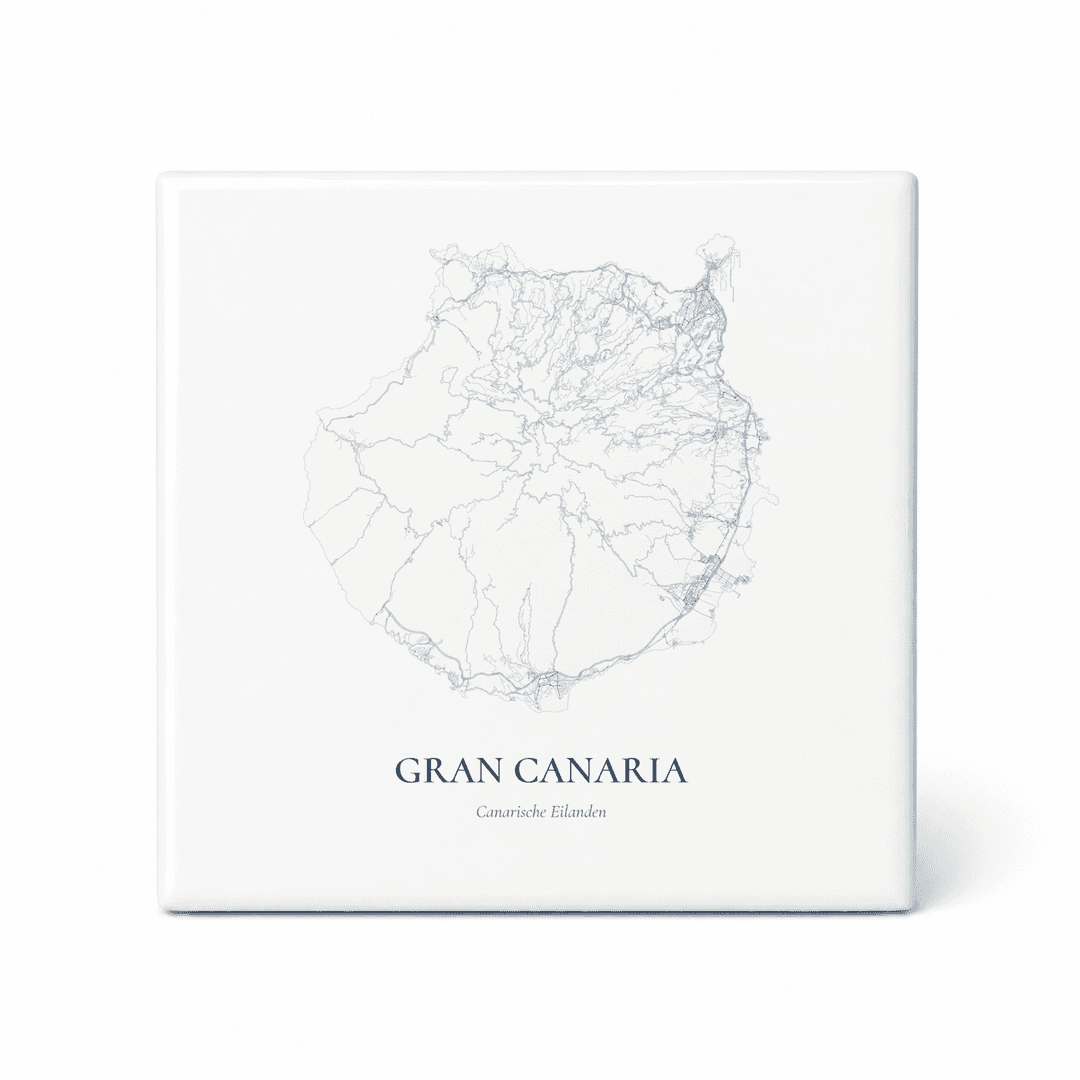 Kaarttegeltje Gran Canaria – kaartportret – Delfts blauw