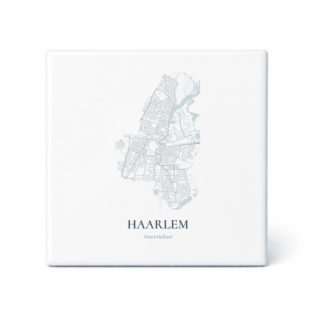 Kaarttegeltje Haarlem – kaartportret – Delfts blauw