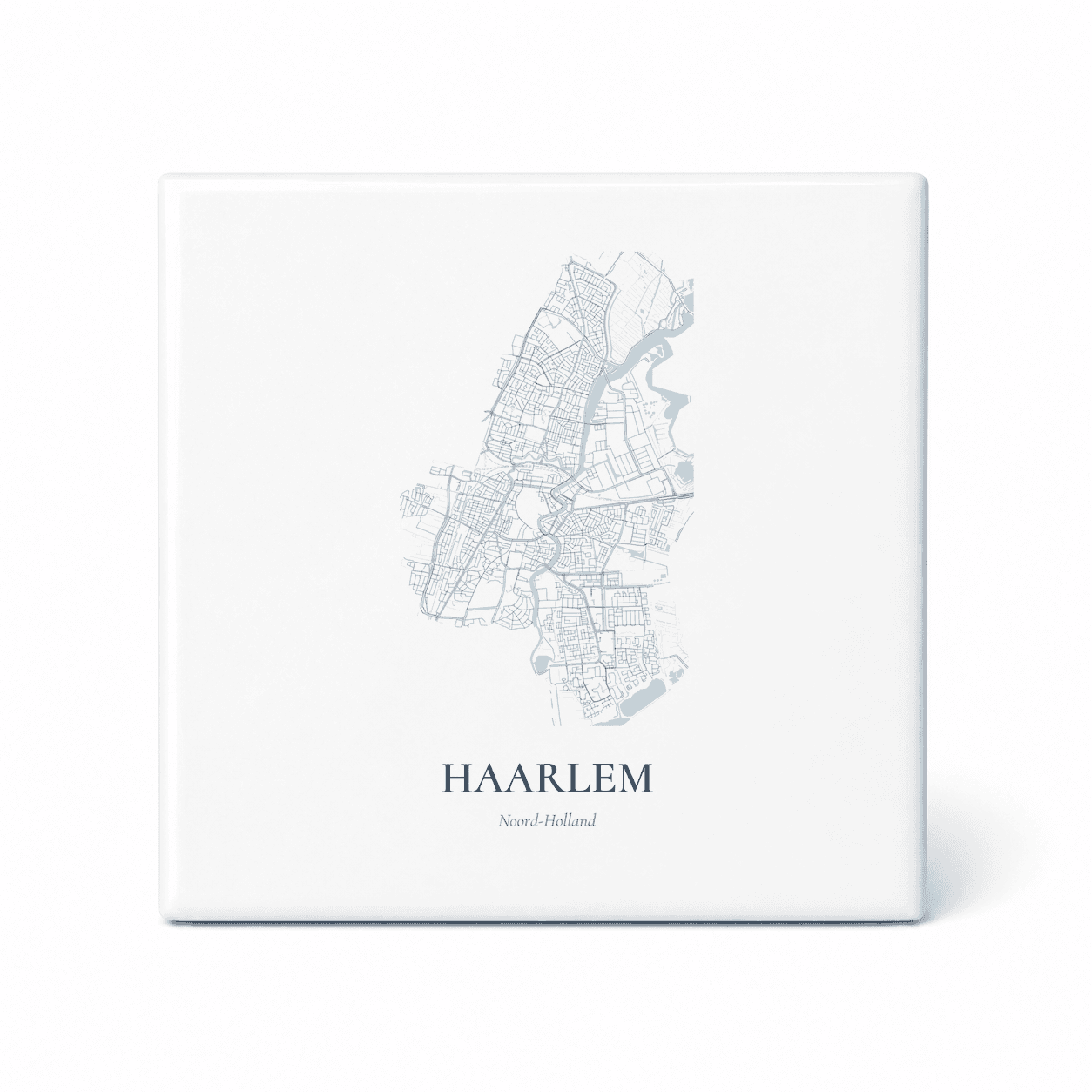 Kaarttegeltje Haarlem – kaartportret – Delfts blauw