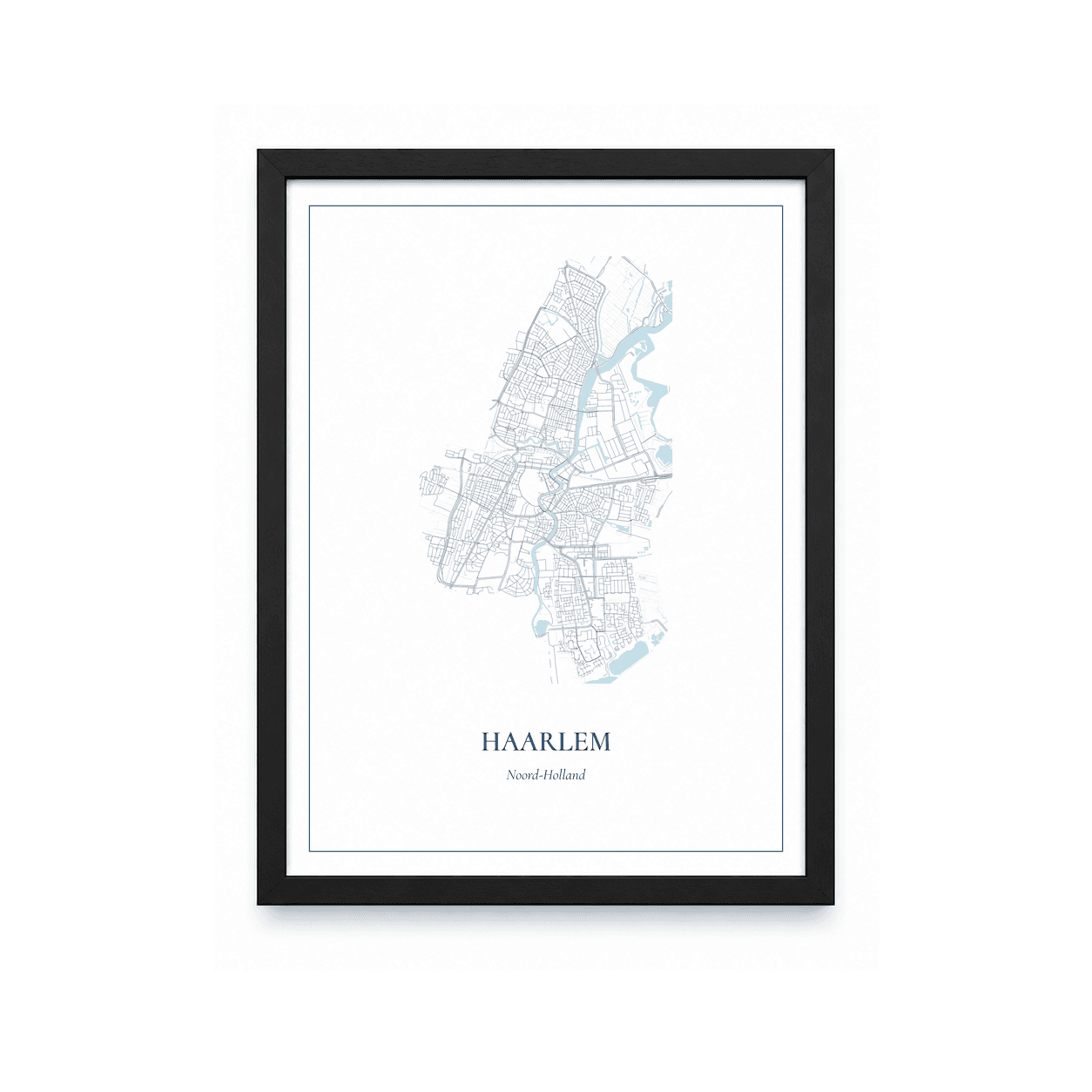 Kaartposter Haarlem – kaartportret – Delfts blauw