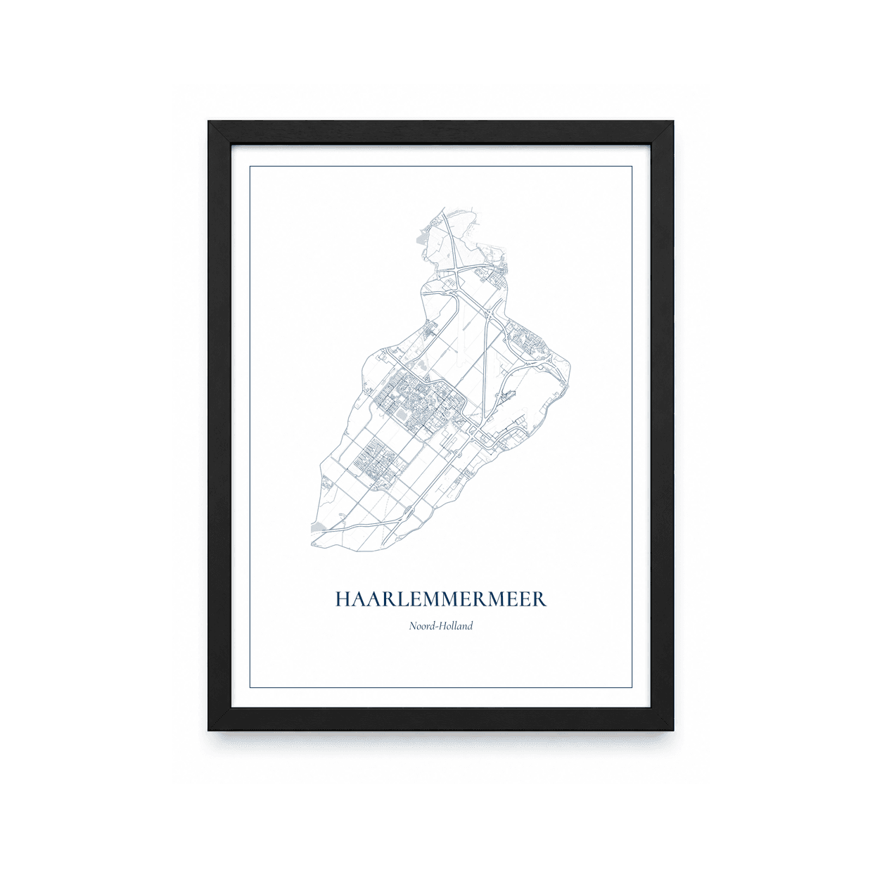 Kaartposter Haarlemmermeer – kaartportret – Delfts blauw