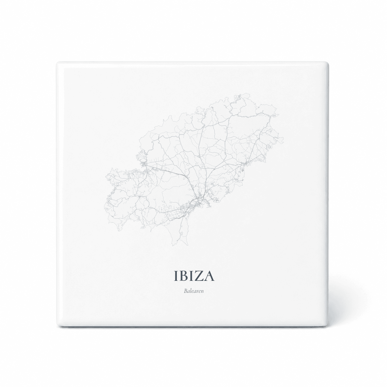 Kaarttegeltje Ibiza – kaartportret – Delfts blauw