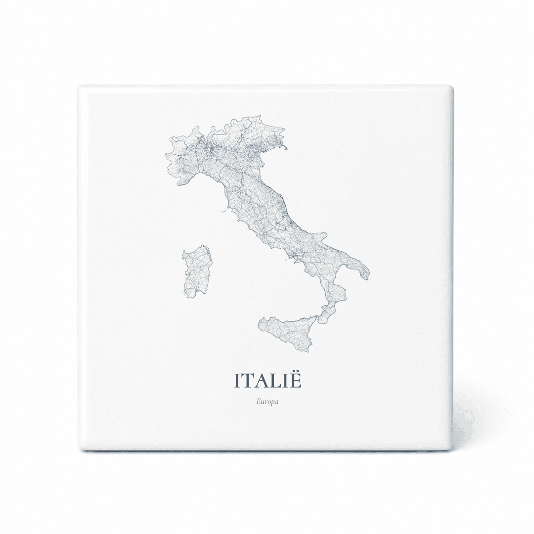 Kaarttegeltje Italië – kaartportret – Delfts blauw