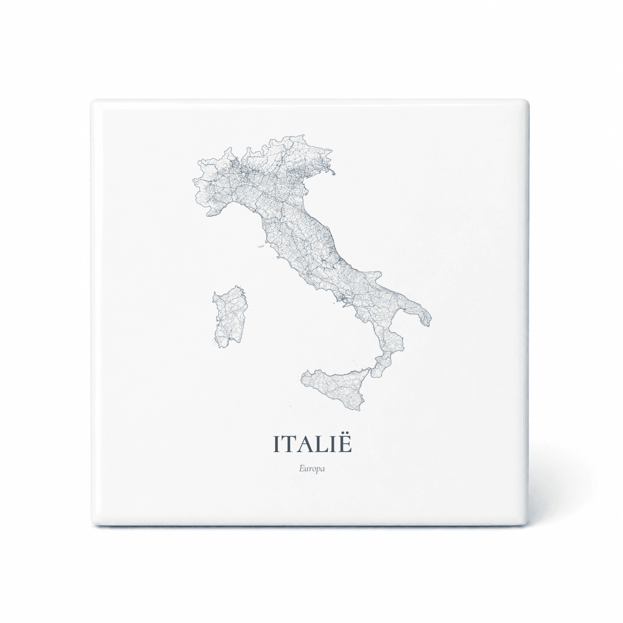 Kaarttegeltje Italië – kaartportret – Delfts blauw