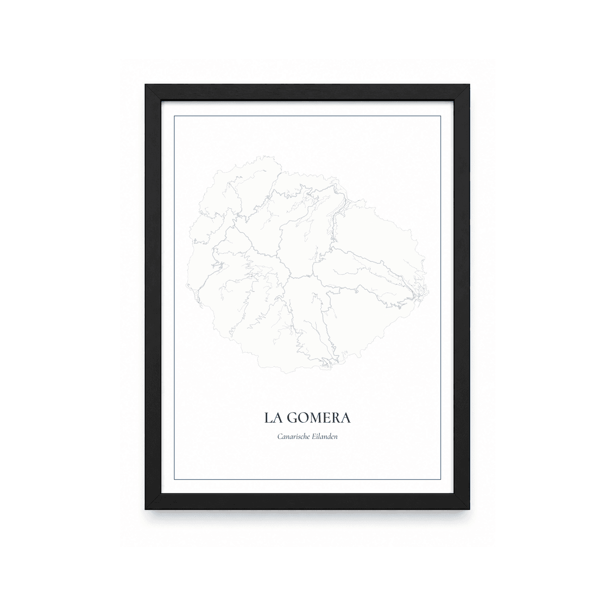 Kaartposter La Gomera – kaartportret – Delfts blauw
