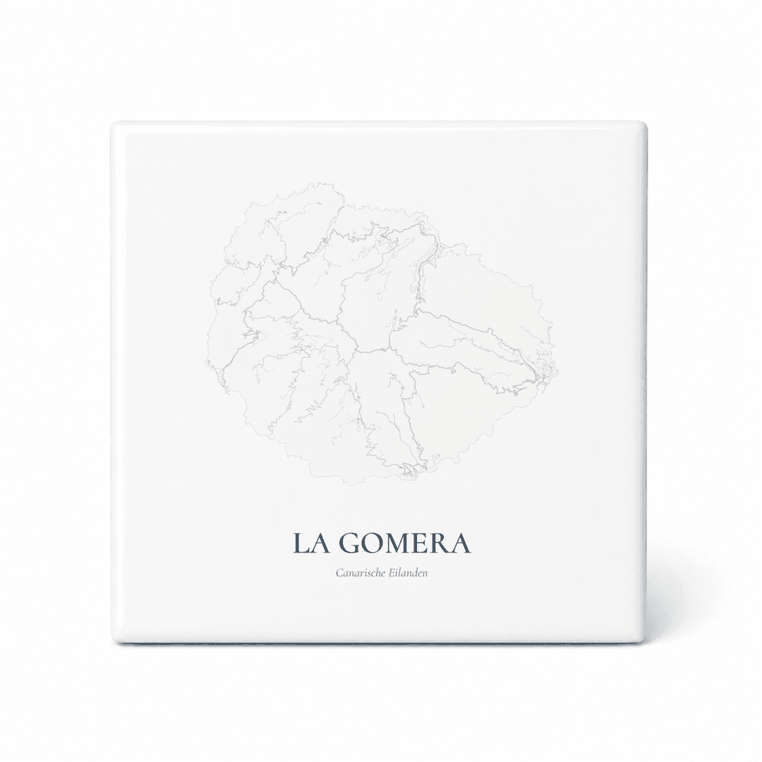 Kaarttegeltje La Gomera – kaartportret – Delfts blauw