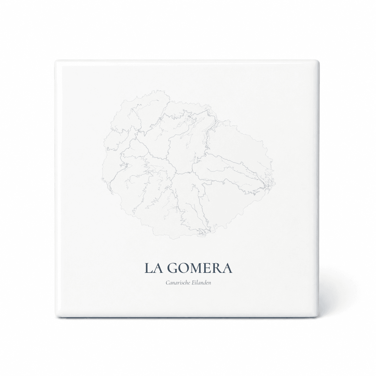 Kaarttegeltje La Gomera – kaartportret – Delfts blauw