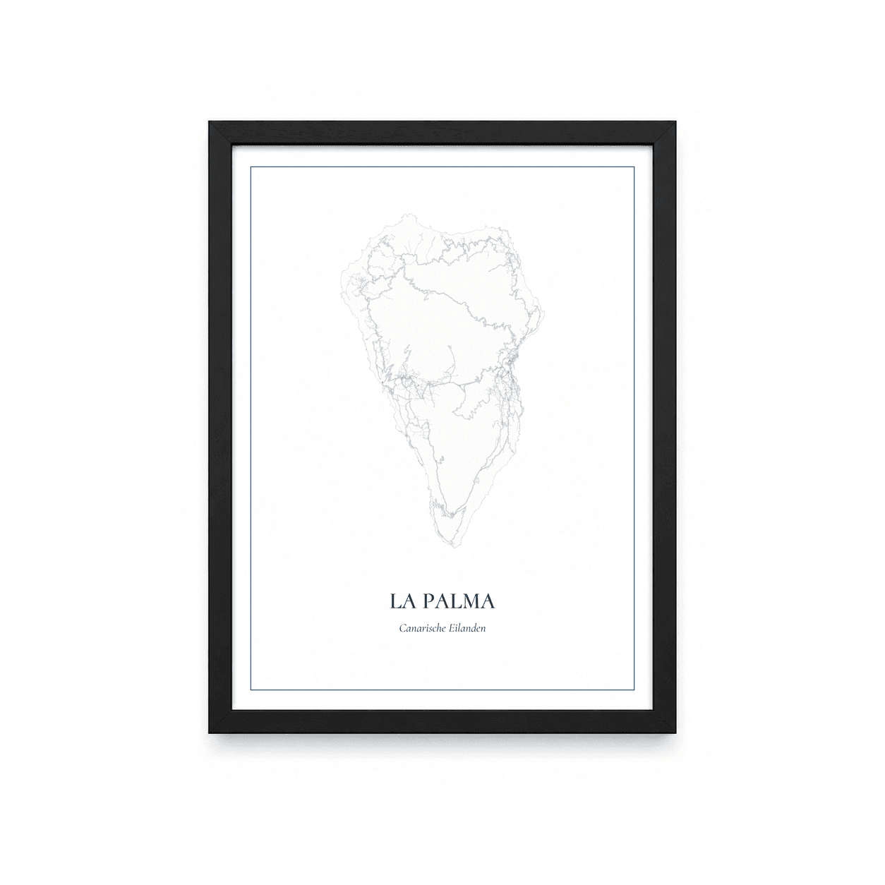 Kaartposter La Palma – kaartportret – Delfts blauw