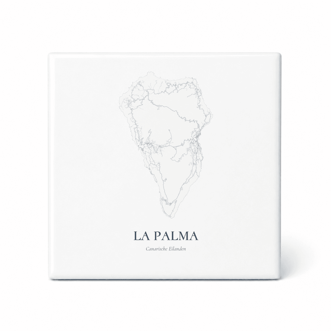 Kaarttegeltje La Palma – kaartportret – Delfts blauw