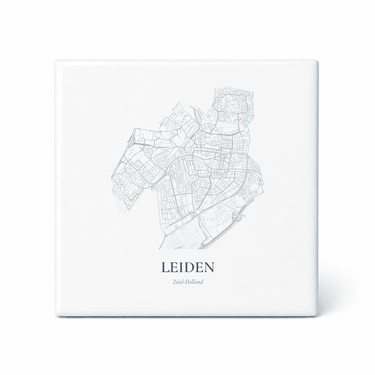 Kaarttegeltje Leiden – kaartportret – Delfts blauw
