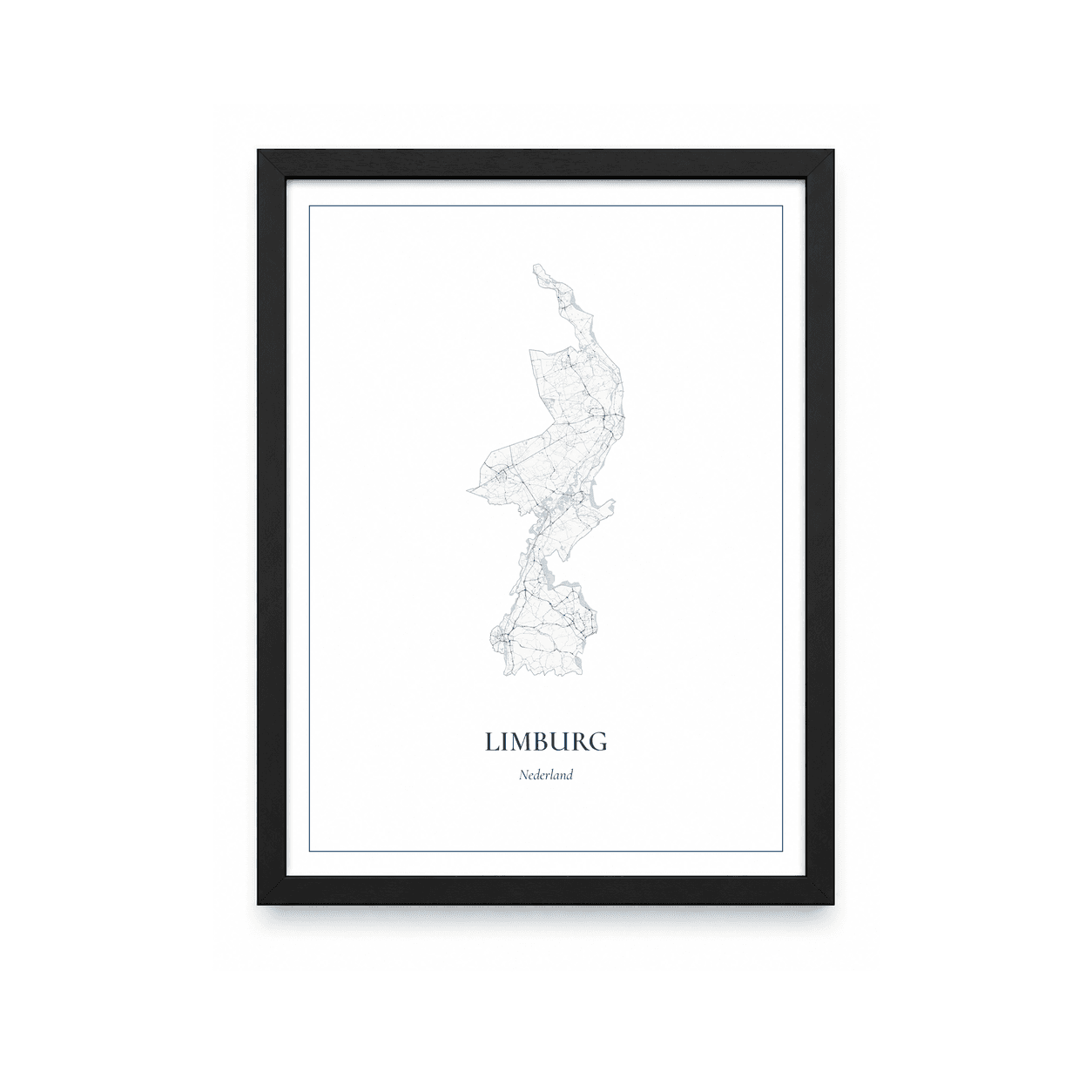 Kaartposter Limburg – kaartportret – Delfts blauw