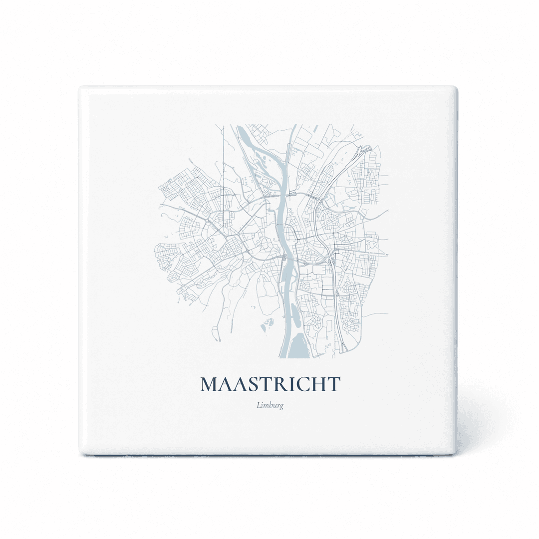 Kaarttegeltje Maastricht – kaartportret – Delfts blauw