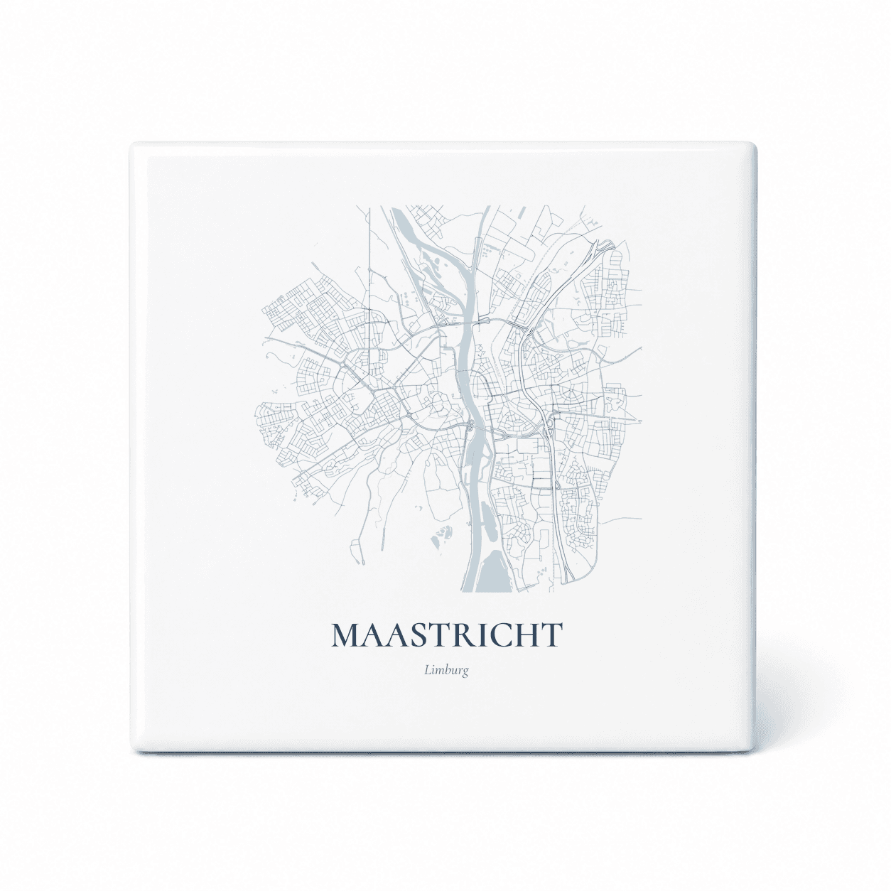 Kaarttegeltje Maastricht – kaartportret – Delfts blauw