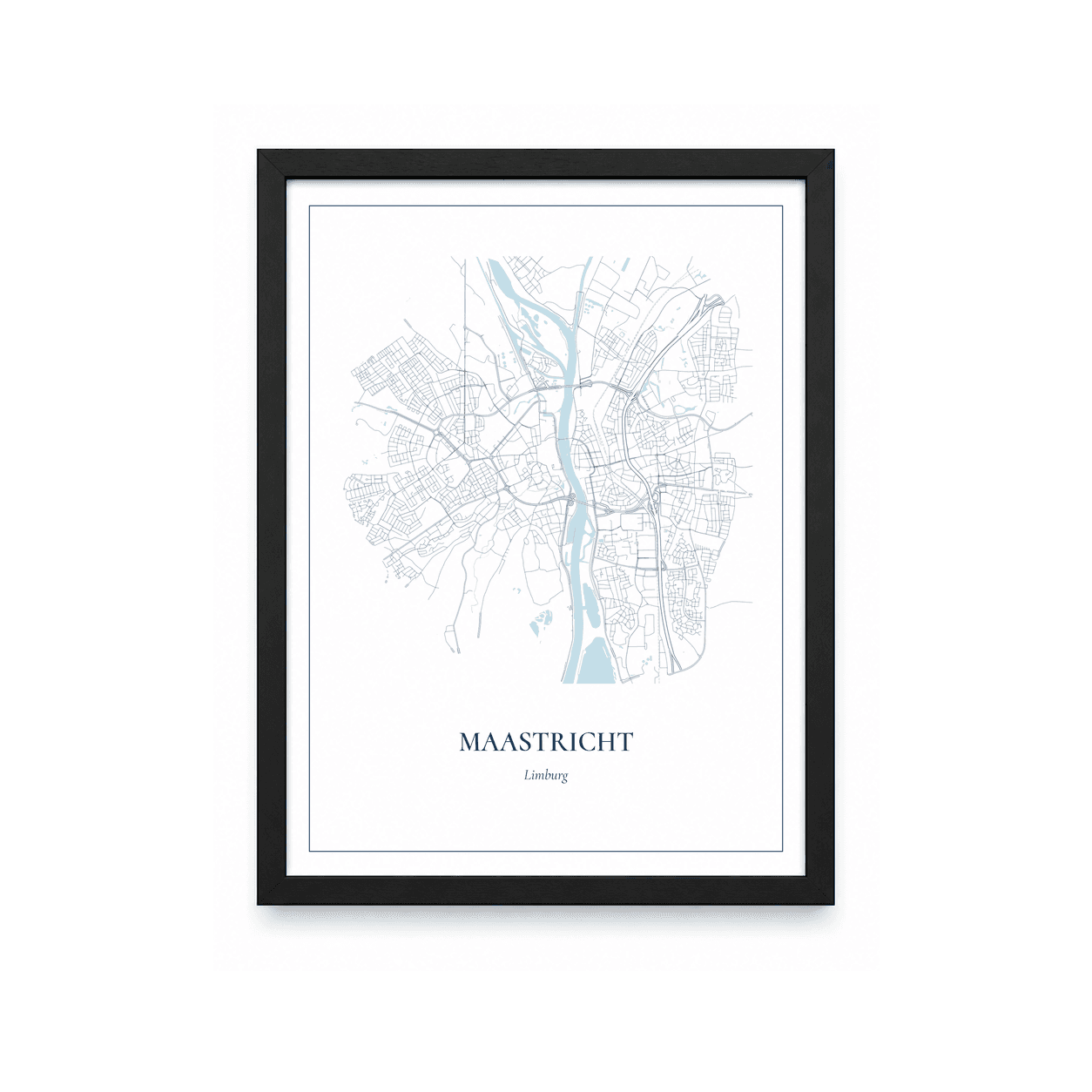 Kaartposter Maastricht – kaartportret – Delfts blauw