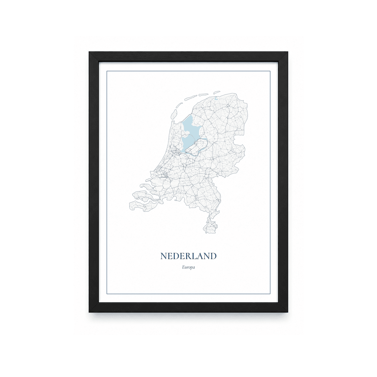 Kaartposter Nederland – kaartportret – Delfts blauw